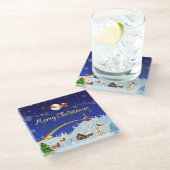 満月の聖降誕祭お目出とう ガラスコースター (アングル)