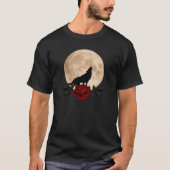 満月の血に染まる薔薇と狼 Tシャツ (正面)