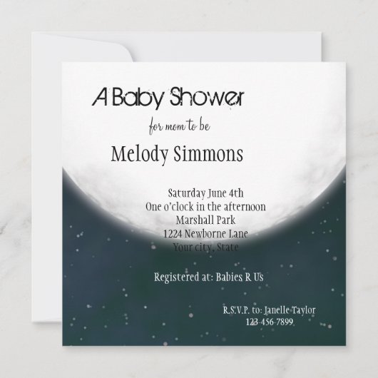 満月の赤ちゃんシャワー 招待状 (裏面)