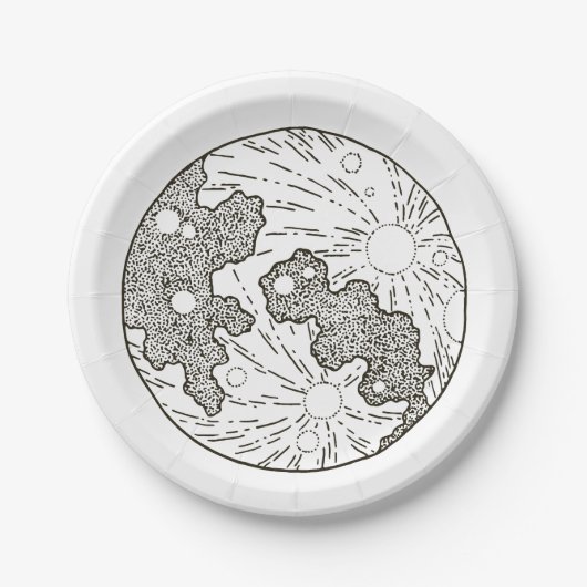 満月の赤ん坊のシャワーを浴びる ペーパープレート (正面)