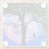 満月の針金に黒い猫 ガラスコースター (裏面)