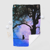 満月の針金に黒い猫 ゴルフタオル (インサイチュ)