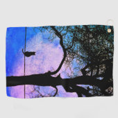 満月の針金に黒い猫 ゴルフタオル (横)