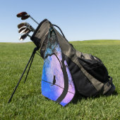 満月の針金に黒い猫 ゴルフタオル (グリーン)