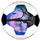 満月の針金に黒い猫 サッカーボール (回転)