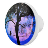 満月の針金に黒い猫 セラミックノブ (右)