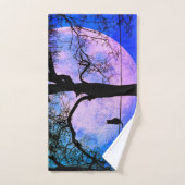 満月の針金に黒い猫 バスタオルセット (ハンドタオル)