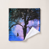 満月の針金に黒い猫 バスタオルセット (ウォッシュタオル)