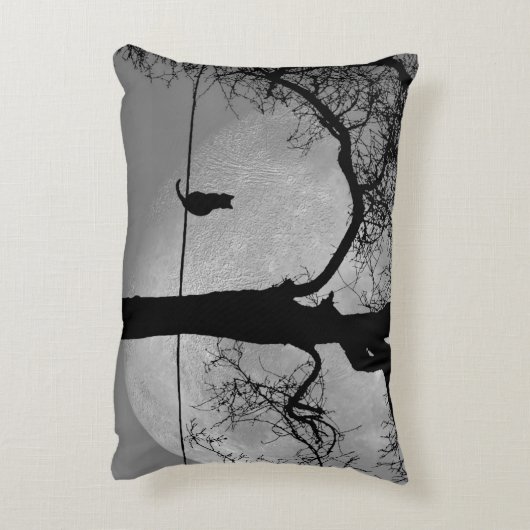 満月の針金の上の猫 アクセントクッション (裏面(縦))