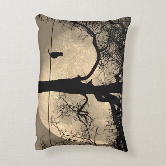 満月の針金の上の猫 アクセントクッション (裏面(縦))