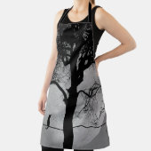 満月の針金の上の猫 エプロン (インサイチュ)