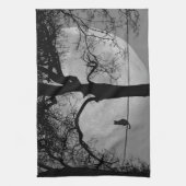 満月の針金の上の猫 キッチンタオル (縦)