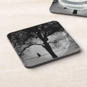 満月の針金の上の猫 コースター (左側)