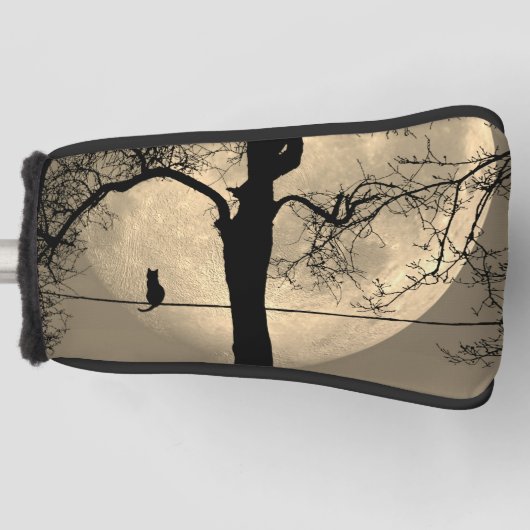 満月の針金の上の猫 ゴルフヘッドカバー (正面)