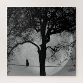 満月の針金の上の猫 ジグソーパズル (縦)