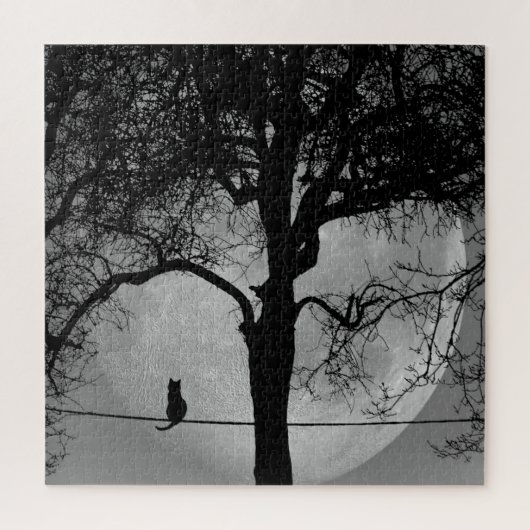 満月の針金の上の猫 ジグソーパズル (縦)