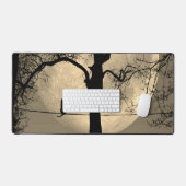 満月の針金の上の猫 デスクマット (キーボード&マウス)
