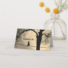 満月の針金の上の猫 プレイスカード