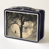 満月の針金の上の猫 メタルランチボックス (正面)