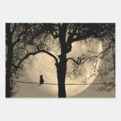 満月の針金の上の猫 ラッピングペーパーシート (正面2)