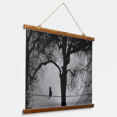 満月の針金の上の猫 吊り下げ型タペストリー (傾斜あり)