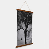 満月の針金の上の猫 吊り下げ型タペストリー (傾斜あり)