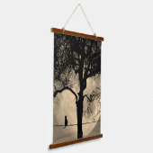 満月の針金の上の猫 吊り下げ型タペストリー (傾斜あり)