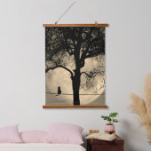 満月の針金の上の猫 吊り下げ型タペストリー (寝室)