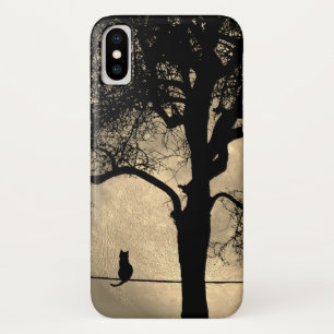 満月の針金の上の猫 iPhone X ケース