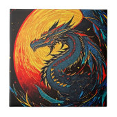 満月の陶磁器タイルの下のregalドラゴン タイル (正面)