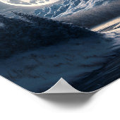 満月の雪の風景 ポスター (角)