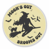 満月の面白いハロウィーンの眉はウィッチーな雰囲気を出す シール (正面)