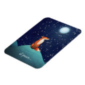 満月の魅力的下に座るキツネが平穏に マグネット (左側)