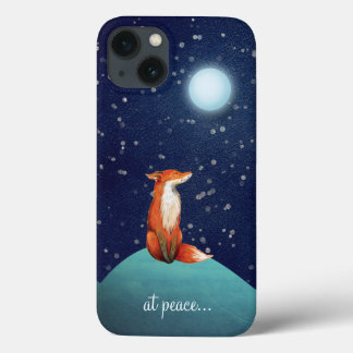 満月の魅力的下に座るキツネが平穏に iPhone 13ケース