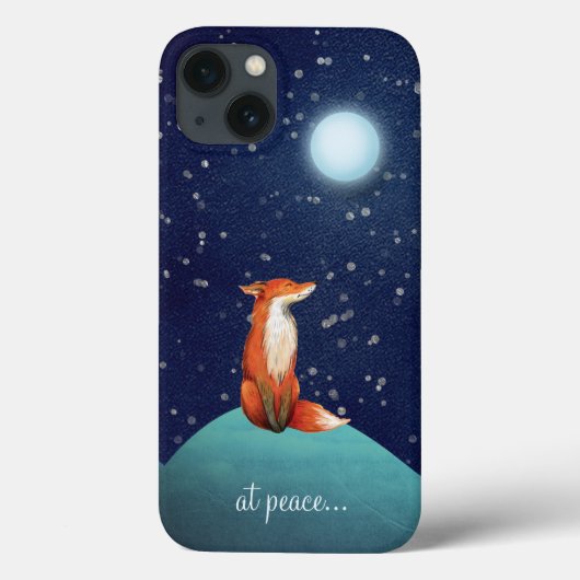 満月の魅力的下に座るキツネが平穏に Case-Mate iPhoneケース (裏面)