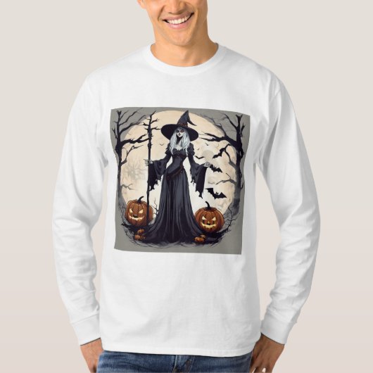 満月の魔女とカボチャ Tシャツ (正面)