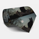 満月の黒猫が木に ネクタイ (ロール)