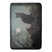 満月の黒猫が木に バスマット (正面縦)