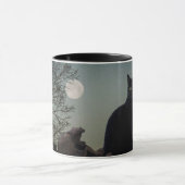 満月の黒猫が木に マグカップ (中央)