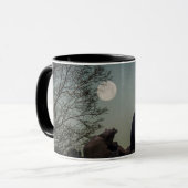 満月の黒猫が木に マグカップ (正面左)