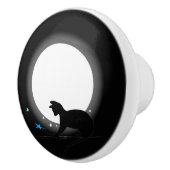 満月の黒猫と星 セラミックノブ (右)