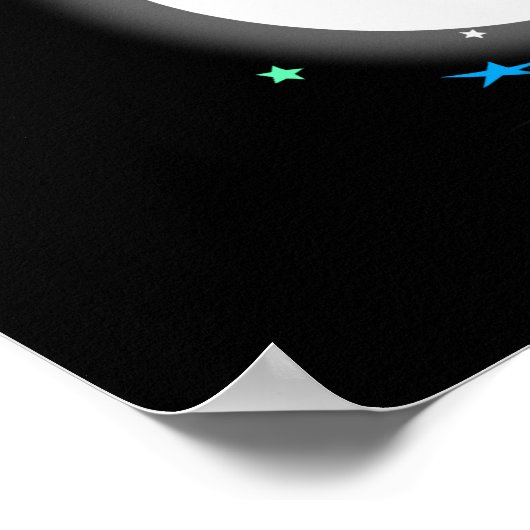 満月の黒猫と星 ポスター (角)