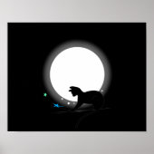 満月の黒猫と星 ポスター (正面)