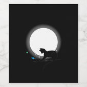 満月の黒猫と星 ワインラベル (シングルラベル)