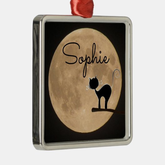 満月の黒猫に名前を贈る メタルオーナメント (右)