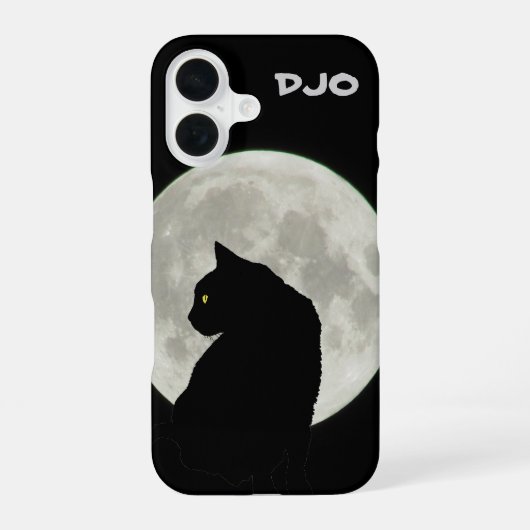 満月の黒猫の横顔 iPhone 16ケース (裏面)