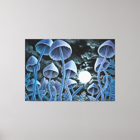 満月の12魔法キノコ キャンバスプリント (正面)