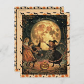 満月はがき下の魔女 ポストカード (正面/裏面)