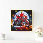 満月はっきりした下のカナダのチョッパー スクエア壁時計 (ホーム)