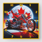 満月はっきりした下のカナダのチョッパー スクエア壁時計 (正面)